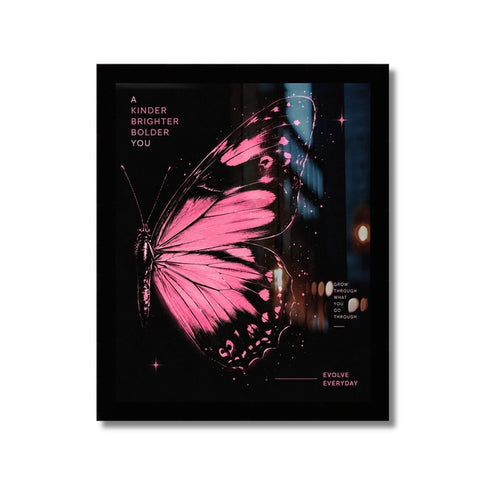 Bold Pink Butterfly Wall Art - main white background