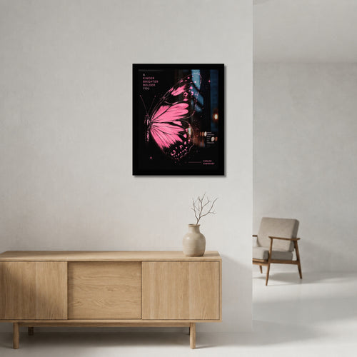 Bold Pink Butterfly Wall Art - room mockup 1