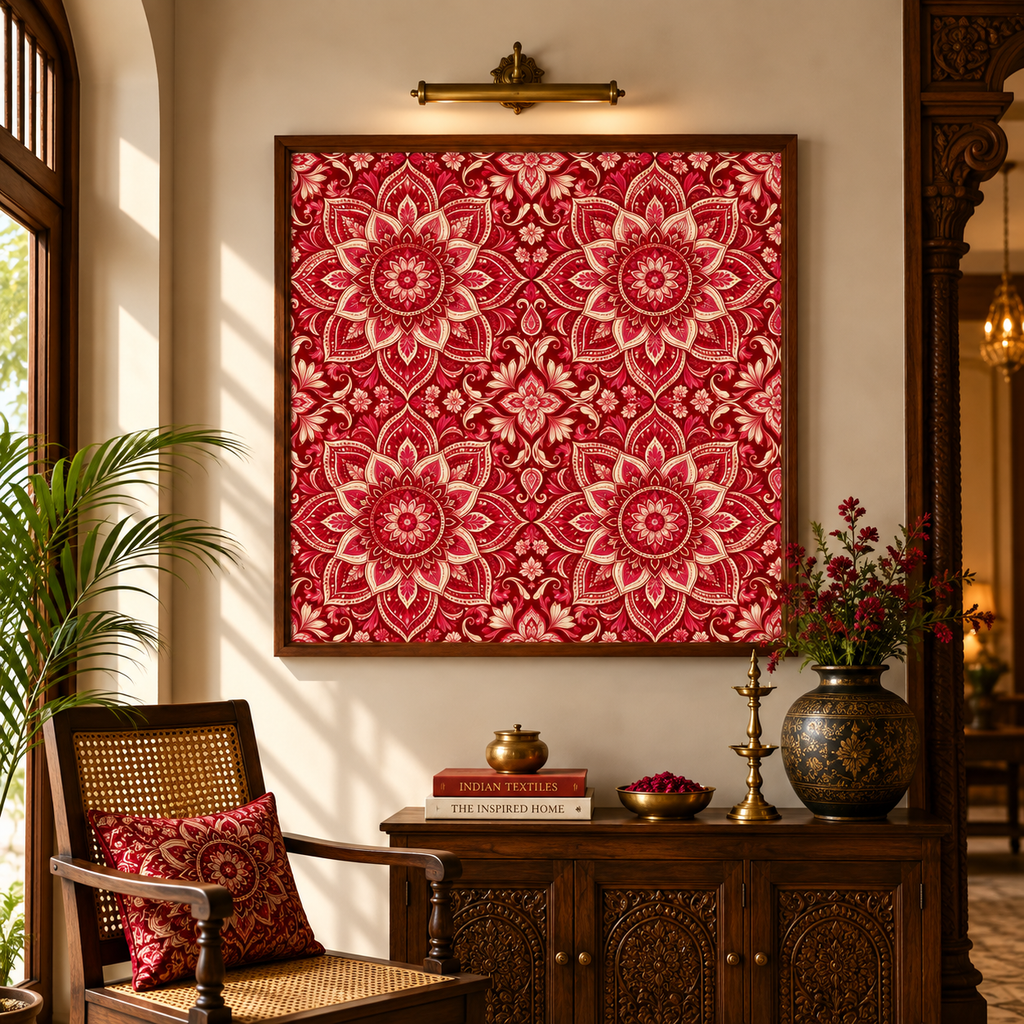 Royal Red Mandala Canvas Wall Art Frame