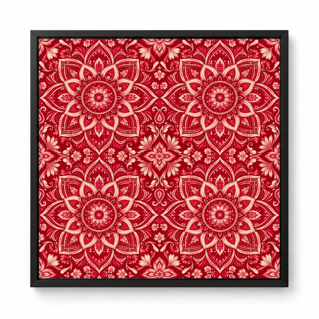 Royal Red Mandala Canvas Wall Art Frame