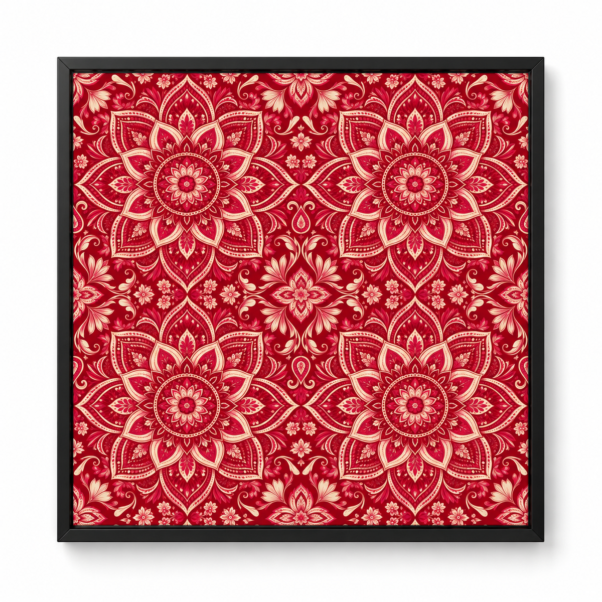 Royal Red Mandala Canvas Wall Art Frame