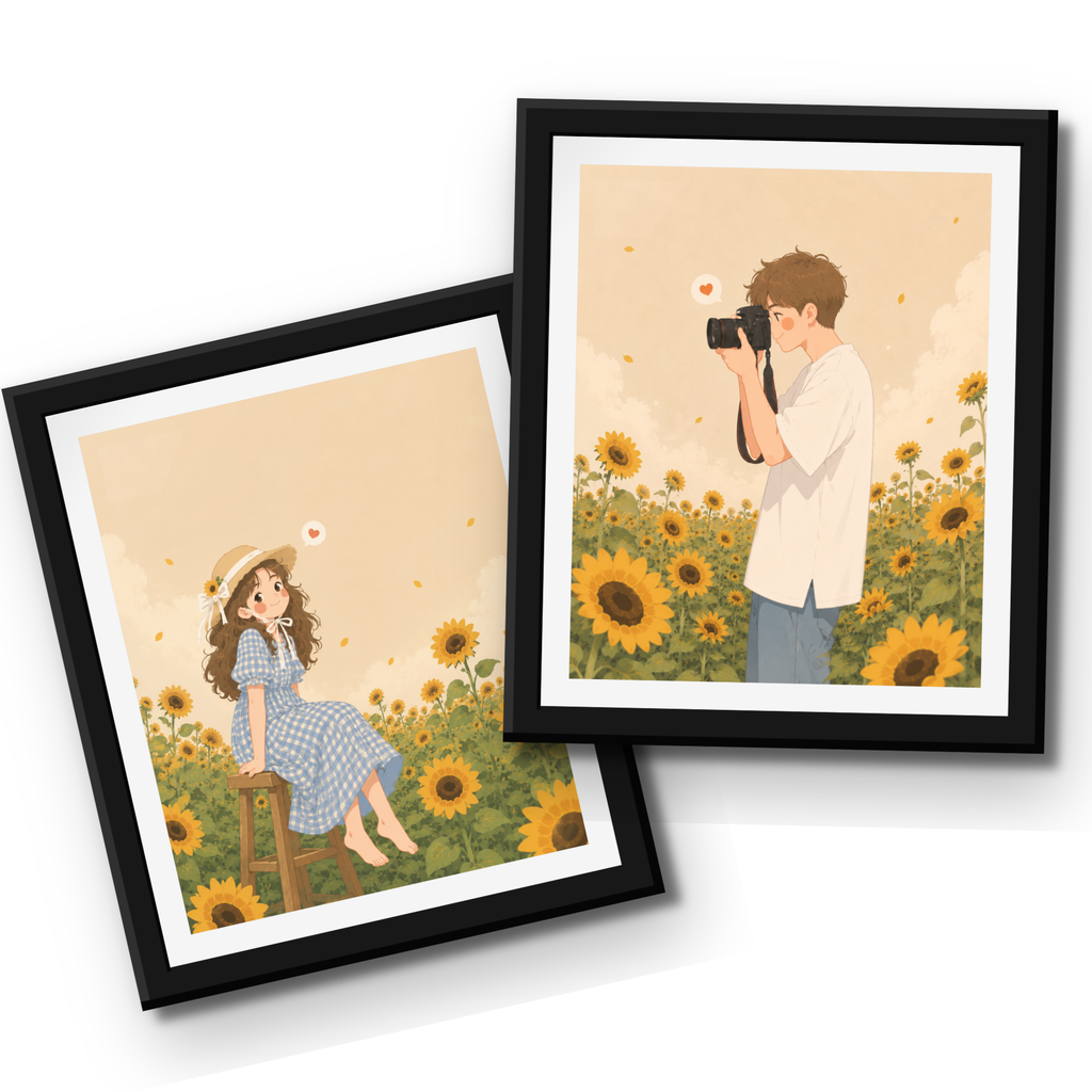 sunflower couple wall art set