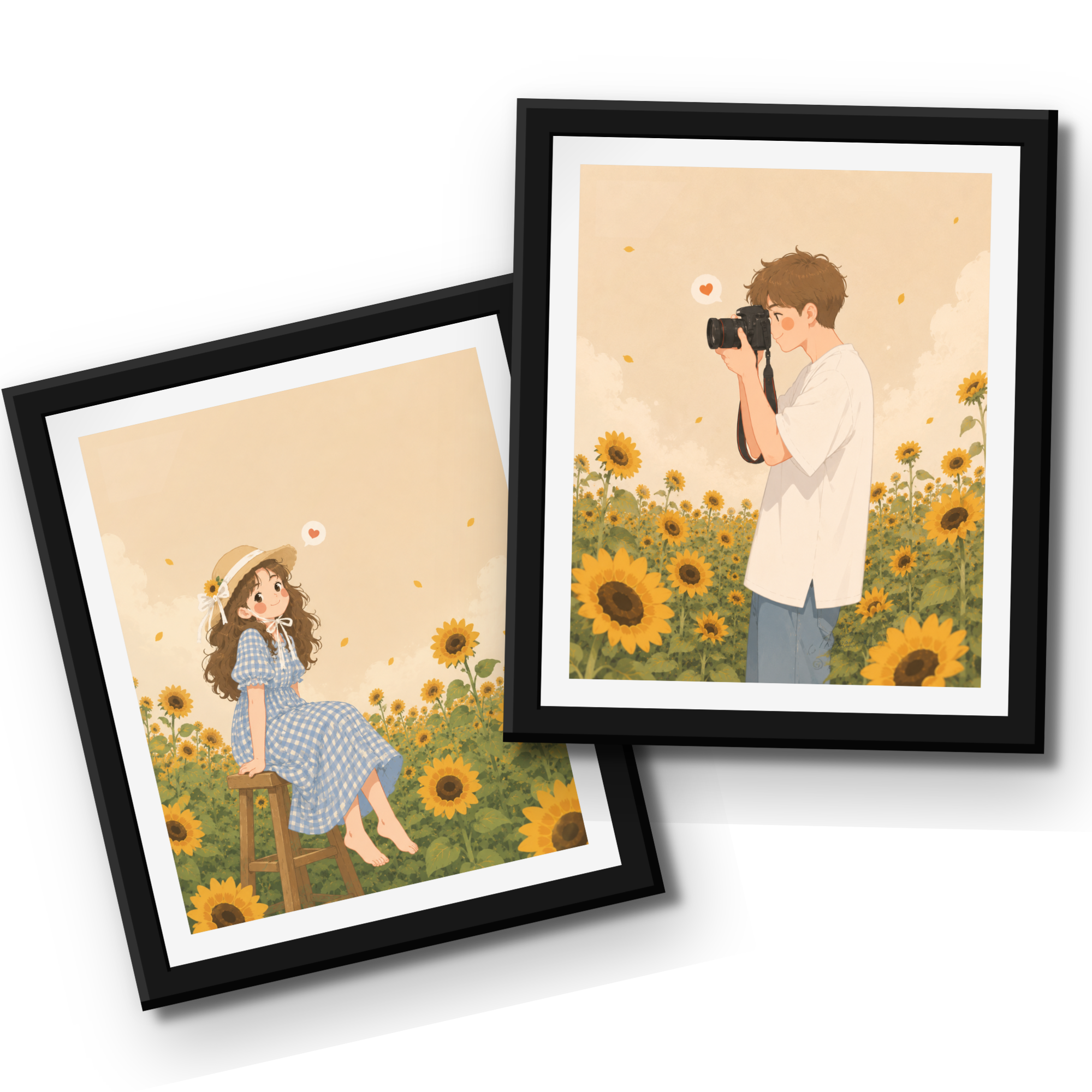 sunflower couple wall art set