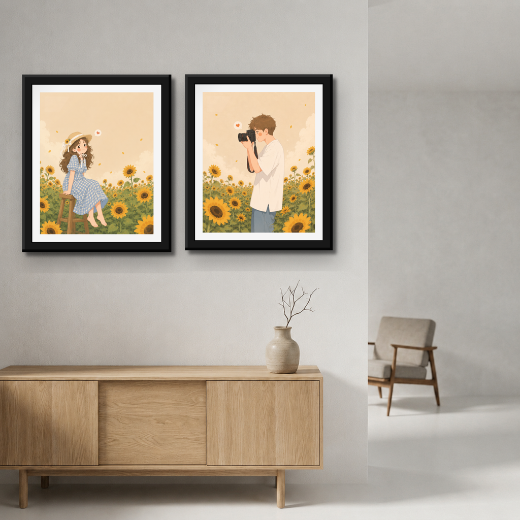 sunflower couple wall art set