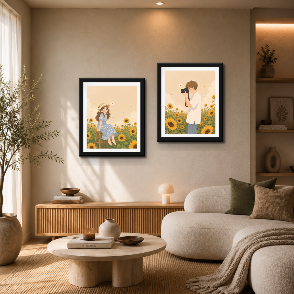 sunflower couple wall art set
