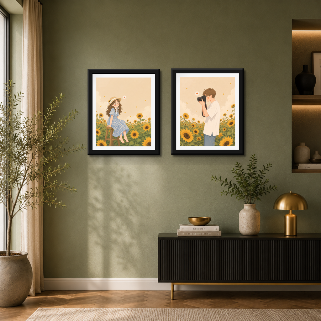 sunflower couple wall art set