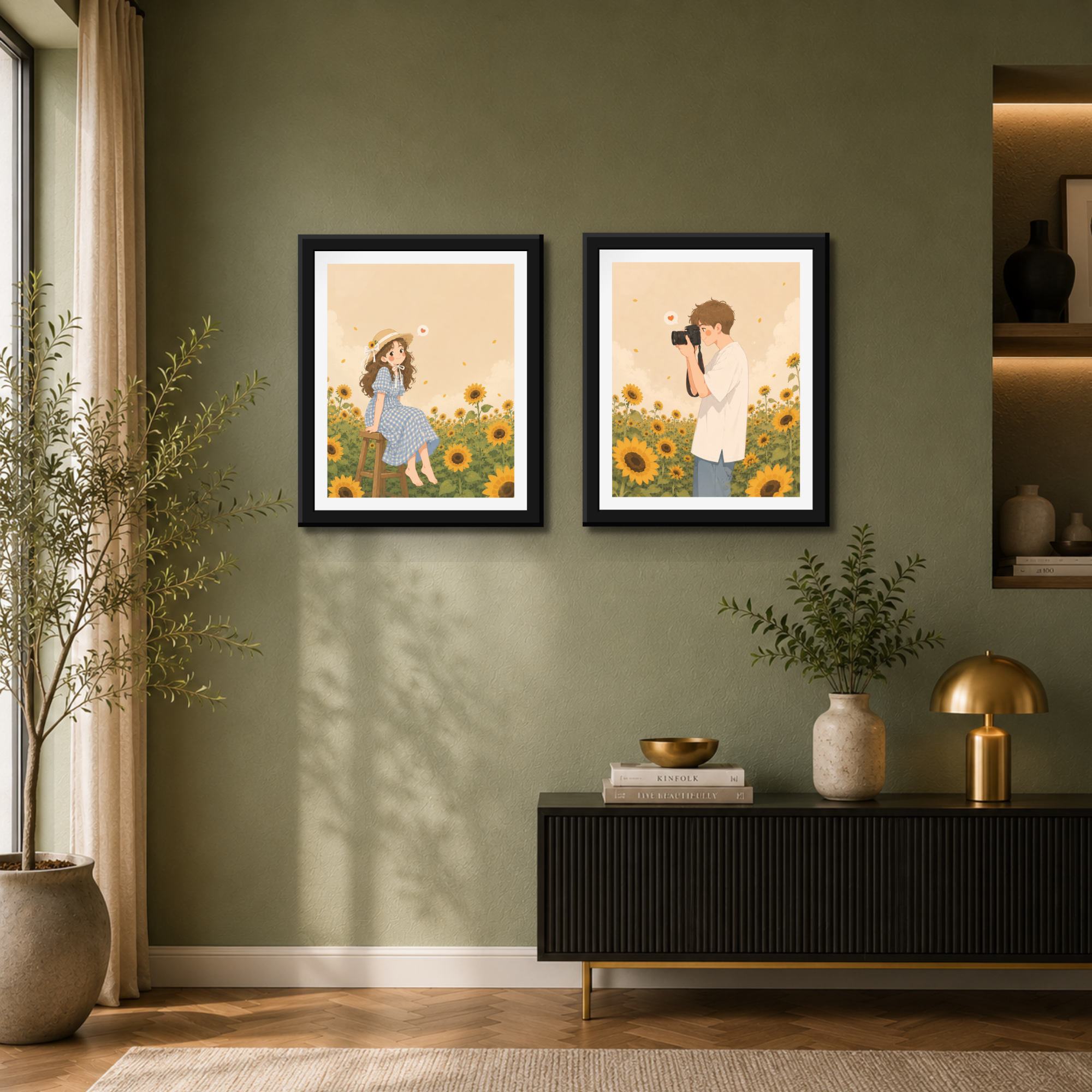 sunflower couple wall art set
