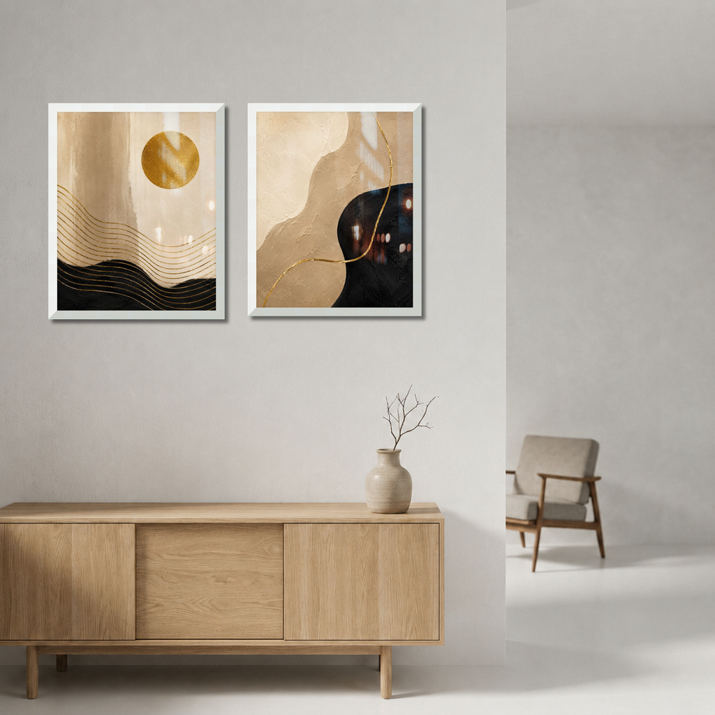 Golden Horizon — Abstract Wall Art Set of 2