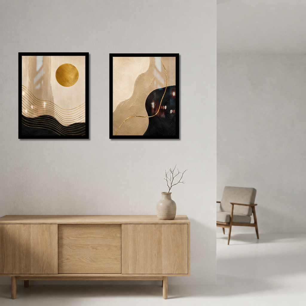 Golden Horizon — Abstract Wall Art Set of 2