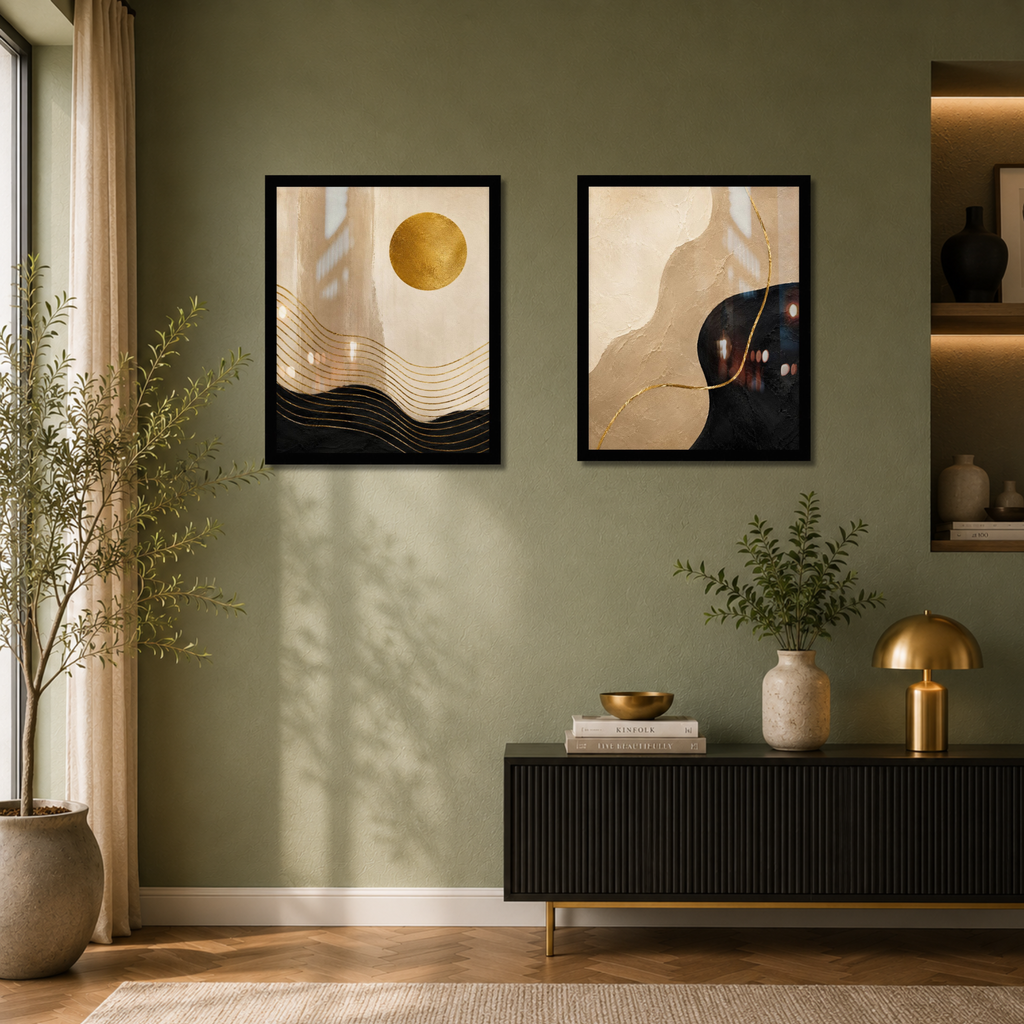 Golden Horizon — Abstract Wall Art Set of 2