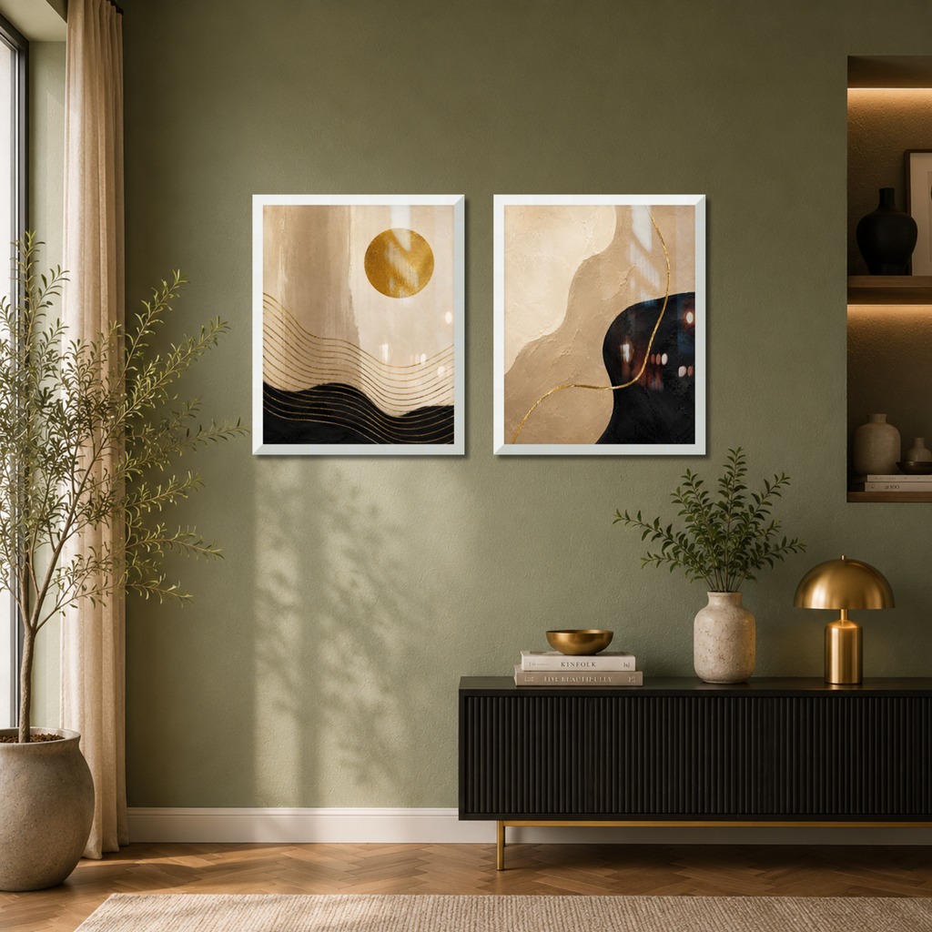 Golden Horizon — Abstract Wall Art Set of 2