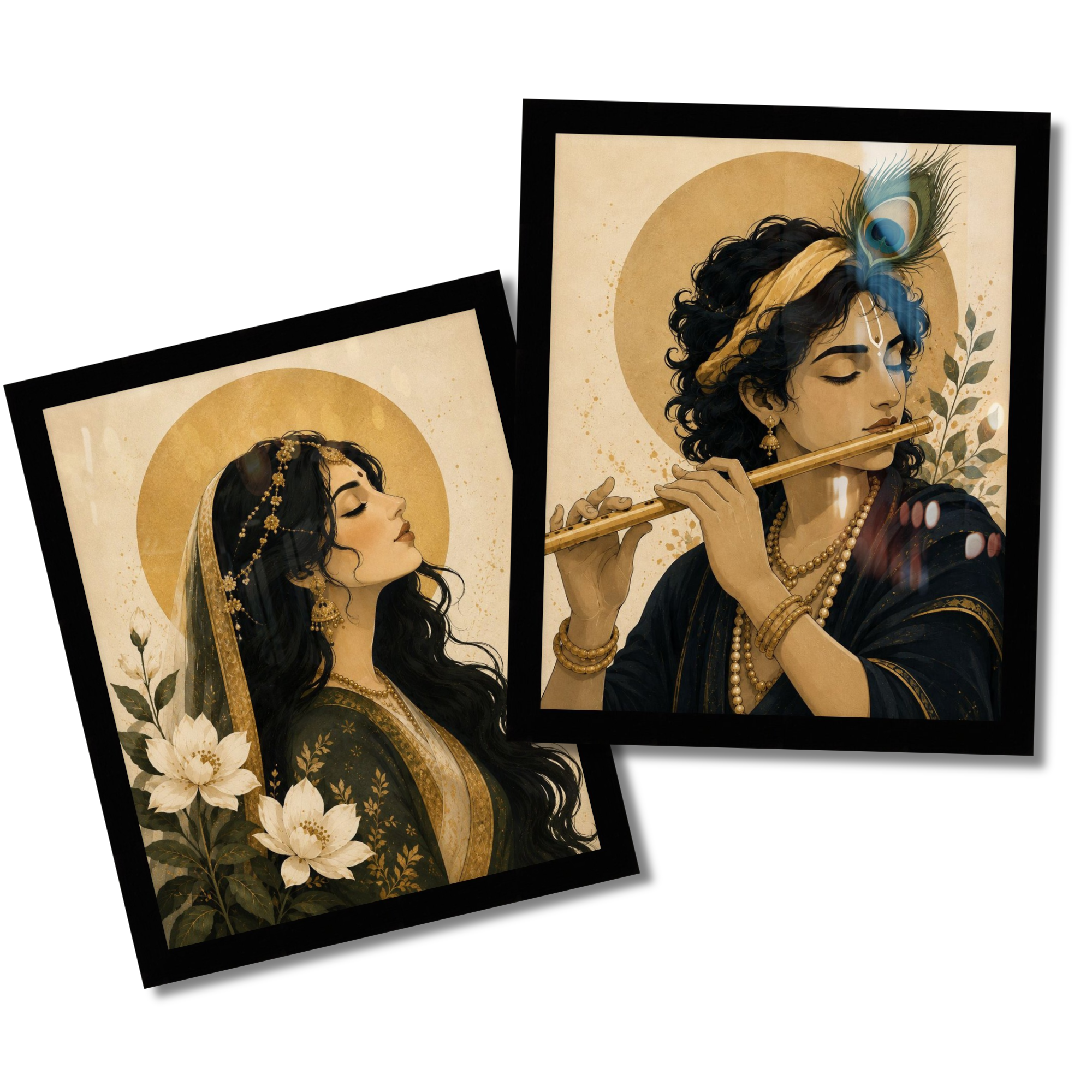 Radha Krishna — Divine Love Pair Wall Art Frame Set
