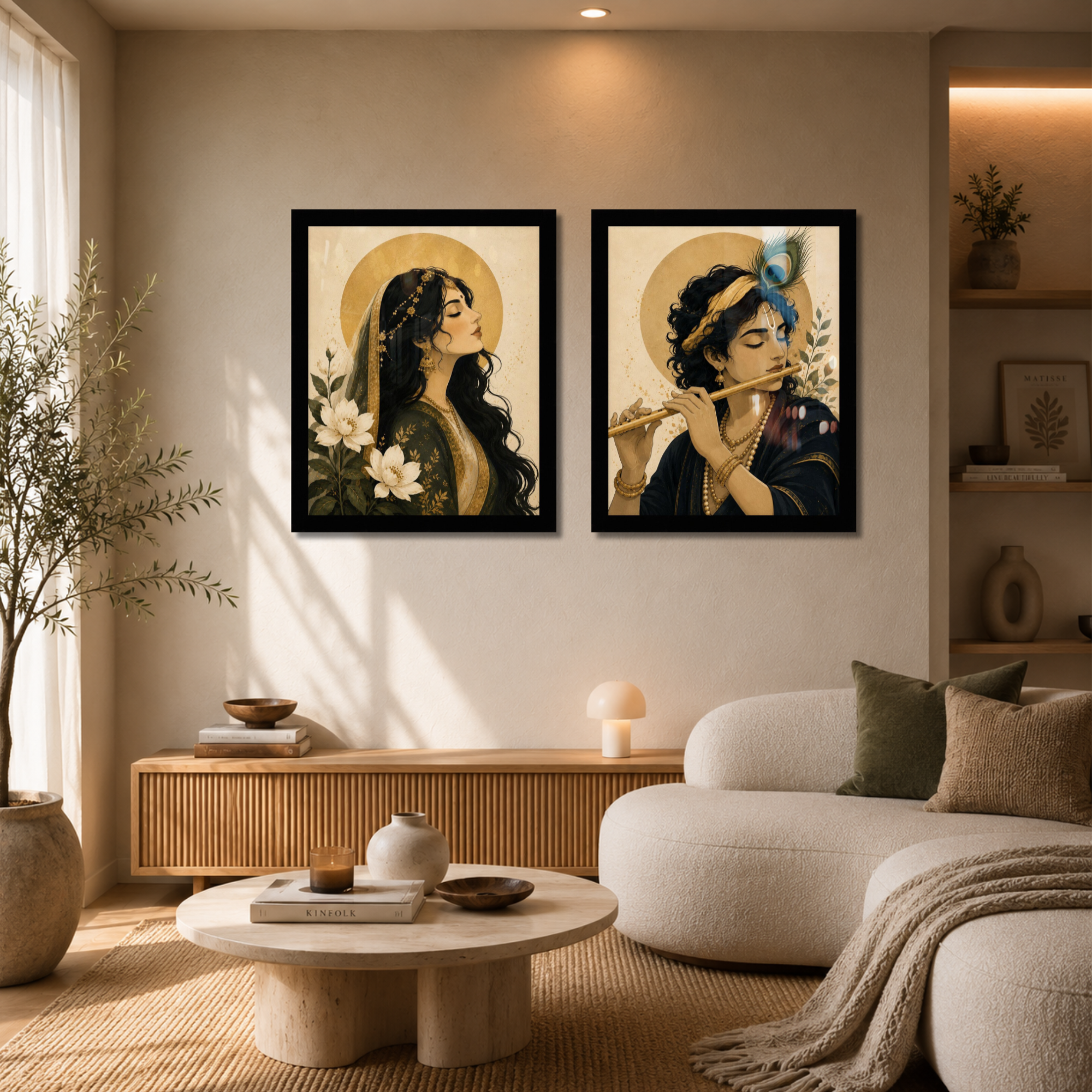 Radha Krishna — Divine Love Pair Wall Art Frame Set